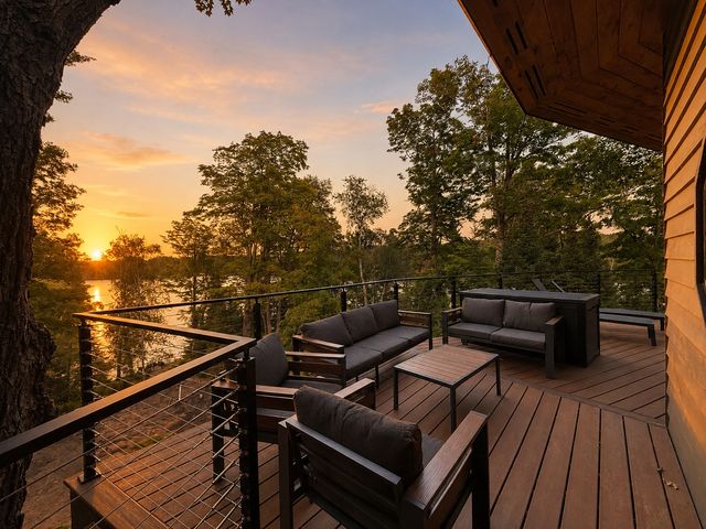 Wrap-around deck at sunset