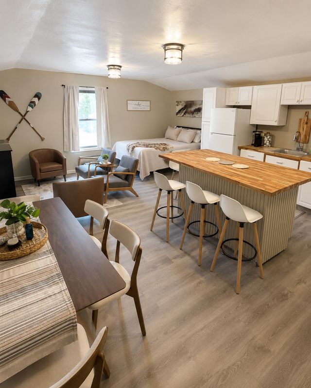 Birch Point Studio on the mainland with queen bunk beds